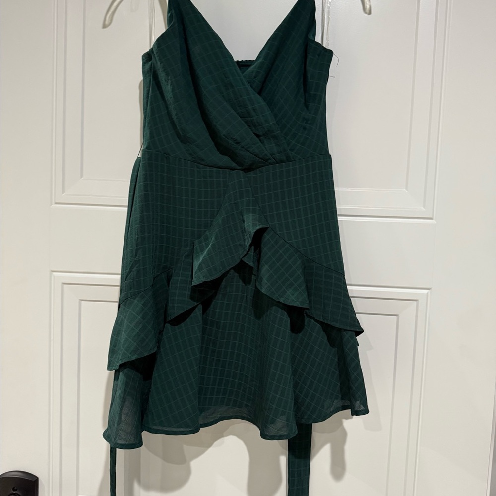 Francesca’s Dark Green Checkered Romper (S)